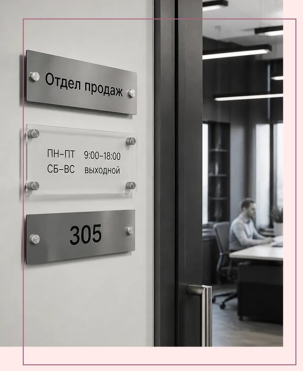 Офисные таблички на дверь в Валуйках по цене от 5216 р. | Аванза-Вли